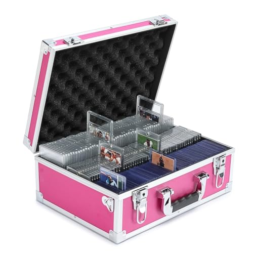 Collectable Trading Card Cases, Toploaders Storage Box, Magnetic Card Storage Hard Cabinet, Graded Card Storage Case, Sports & Trading Collector Storage Box（pink） - color: Pink, size: Large