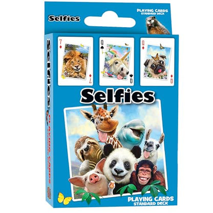 Masterpieces Selfies Playing Cards Set – Cute Playing Card Sets for Adults, Teens, and Kids, Sports Theme, Team Color, 52 Cards & 2 Jokers, Fun Family Game, Ages 3-12 - style: Selfies