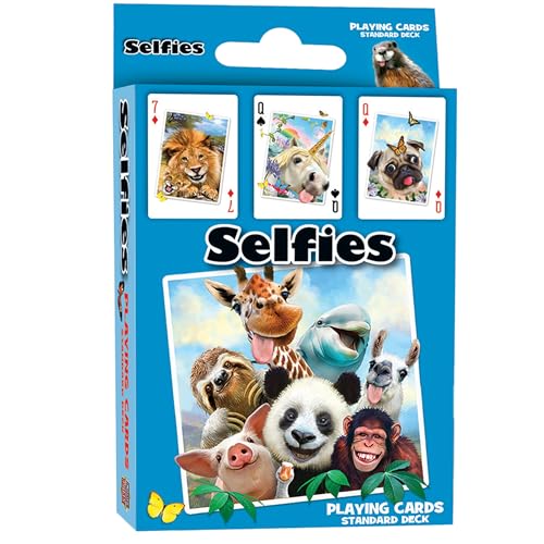 Masterpieces Selfies Playing Cards Set – Cute Playing Card Sets for Adults, Teens, and Kids, Sports Theme, Team Color, 52 Cards & 2 Jokers, Fun Family Game, Ages 3-12 - style: Selfies