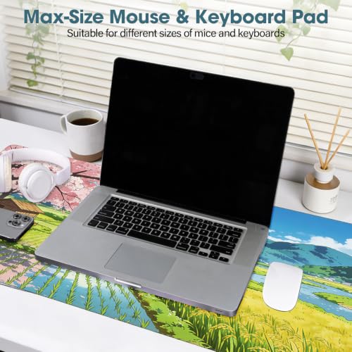 Large Desk Pad 31.5x15.7 Inch - Extended XXL Mouse Pad, Farmland | Stitched Edges Non Slip Rubber Base Waterproof for Office and Gaming - color: Farmland, size: 31.5" x 15.7"