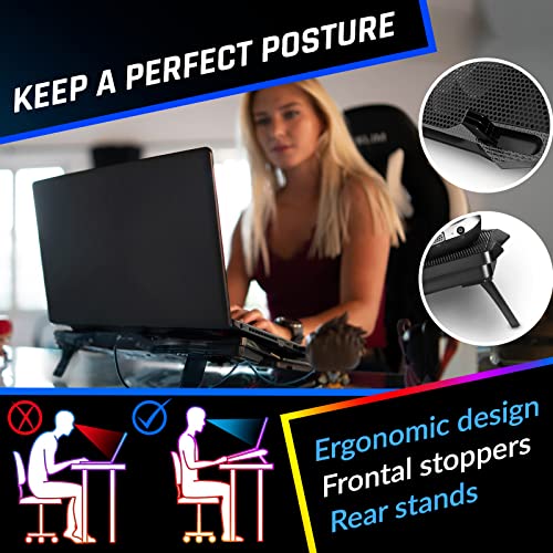 KLIM Wind Laptop Cooling Pad - More Than 500 000 Units Sold - New Version - The Most Powerful Rapid Action Cooling Fan - Laptop Stand with 4 Cooling Fans at 1200 RPM - USB Fan - PS5 PS4 - Cyan - color: Turquoise