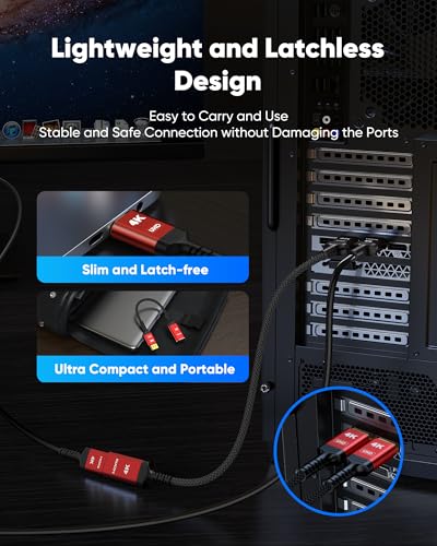 Highwings 4K DisplayPort to HDMI Adapter, Unidirectional DP 1.2 to HDMI 1.4 | Uni-Directional DP 1.2 Computer to HDMI 2.0 Screen, Display Port to HDMI Adapter Male to Female for Dell HP AMD, Passive - color: Red, style: 4K 30Hz-1 Pack