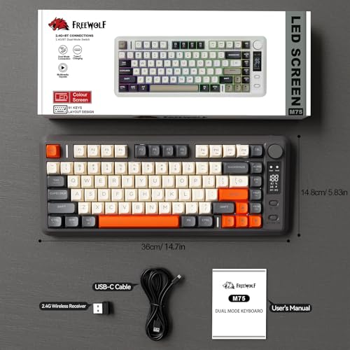 ZIYOU LANG M75 Wireless Gaming Keyboard, RGB Backlit Rechargeable 2000mAh Battery, Small Membrane But Mechanical Feel Keyboard with Smart Display & Knob, PBT Gradient keycaps for PC, MAC - Shimmer - color: Shimmer