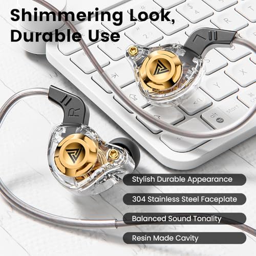 Wired Gaming Earbuds in-Ear Headphones HiFi Game Head Phones in Ear Monitors Deep Bass Sound Wired-Earbuds with 1DD 10mm Dynamic Driver Inear Earphones IEM for Music Gaming Video Calling (White) - color: 화이트.