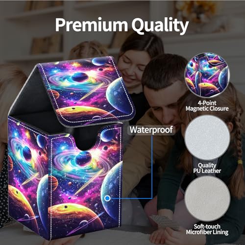 Commander Deck Box for MTG Commander Trading Cards with Magnetic Closure,Premium Leather Card Storage Box Case for MTG TCG CCG Magic Cards,Fits 100+ Single Sleeved Cards, Greatful Galaxys Planet - color: Greatful Galaxys Planet