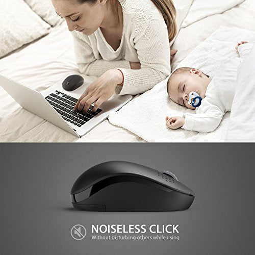 seenda Wireless Mouse for Laptop, 2.4G Noiseless Mouse with USB Receiver - Optical Tracking Portable Computer Mice for Chromebook, PC, Tablet, Windows System, 24 Months Battery Life - Black - color: Black