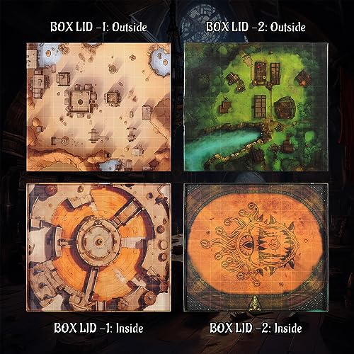 CZYY Foldable Battle Map, Double-Sided Dry Erase Cardboard RPG Mat | Grassland & Desert Sides, Compact Folded Size, Scenery Pieces & Markers Included, Gift for RPG Players & Game Masters