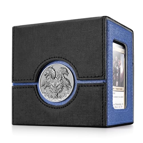 Kabinka Commander Deck Box for MTG, Card Deck Box with Dice Tray | Holds 100 Double-Sleeved Cards, for TCG/PTCG, Patented Design,with 35PT Magnetic Card Holder (Black& Blue, Dragon) - color: C-Black& Blue, Dragon
