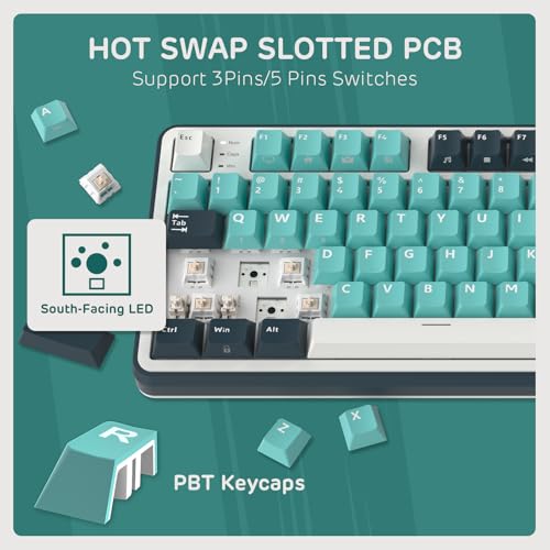 RK ROYAL KLUDGE S98 Wireless Mechanical Keyboard w/Smart Display & Knob | 96% Top Mount RGB Gaming Keyboard BT/2.4G/USB-C, Hot Swappable, Cushioned 5-Layer Noise Dampening, Massive Battery, 98 Keys - color: Turquoise Green, size: Tactile Beige Switch