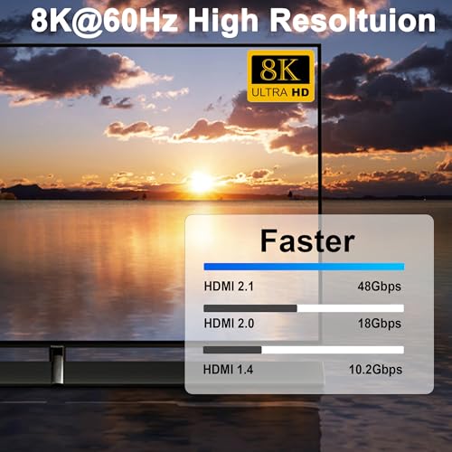 HDMI 2.1 Switch 3 in 1 Out,8K HDMI Splitter Switcher,Supports 4K@120Hz,8K@60Hz, 48Gbps Ultra HD HDMI Box, Aluminum Shell, Compatible with PS4/PS5, Xbox, Fire Stick, Apple TV, Roku, HD TV. - color: 8KBlack