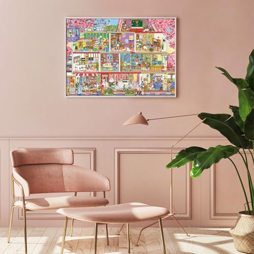 Puzzles for Adults 1000 Pieces, Jigsaw Puzzle for Adults, Fun Challenging Puzzle, Peach Blossom House Puzzles Game, Interlock Perfectly No Dust, Gifts for Father's Relatives and Friends - color: Peach Blossom House