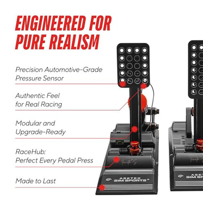 ASETEK SimSports Hydraulic Invicta S-Series T.H.O.R.P. II Sim Racing Pedals | Premium Pedals for Sim Racing | Adjustable and Customizable Pedal Arms for a Perfect Fit in Your Setup | PC Compatible - size: Invicta S-Series