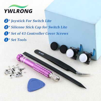 2 Pack Joystick for Nintendo Switch Lite 3D Analog Joysticks Controller Thumbstick Switch Lite Stick Repair Kit Replacement(with Screws)