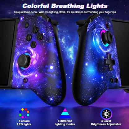 Gammeefy Switch Controller – Hall Effect Joysticks & Enhanced Grip – One Piece Switch Joypad Replacement Switch Pro Controller with 8-Color RGB Lighting, Turbo, Macros - Starry Sky, 6.2"/7" - color: Starry Sky, size: 6.2"/7"