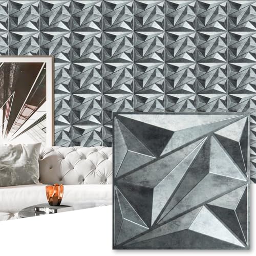 Art3dwallpanels 33 Pack 3D Wall Panel Diamond for Interior Wall Décor, PVC Textured Wall Panels, 12''x12'' Cover 32.Sq.Ft. Patina Bronze | PVC Accent Wall Panels for Interior Wall Decor, Living Room Lobby Bedroom Hotel Office - color: Patina Bronze, size: