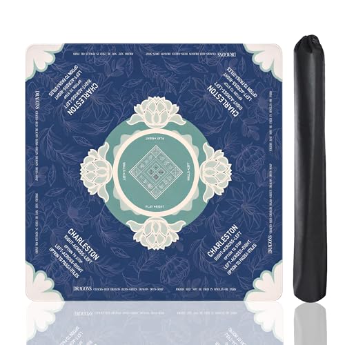 Mahjong Mat with Rules for Table, Noise Reduction & Anti-Slip Mahjong Mat (31.5" x 31.5") for Playing American Mahjong, Poker, Cards, Board Games & Dominoes