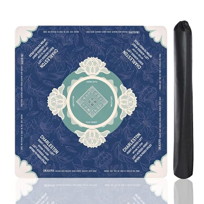 Mahjong Mat with Rules for Table, Noise Reduction & Anti-Slip Mahjong Mat (31.5" x 31.5") for Playing American Mahjong, Poker, Cards, Board Games & Dominoes