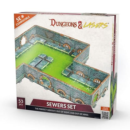Dungeons & Lasers: Sewers Core Set Miniature Terrain – Unpainted by Archon Studios - Compatible with DND and Other Tabletop RPG Games