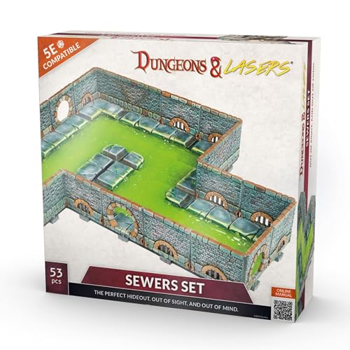 Dungeons & Lasers: Sewers Core Set Miniature Terrain – Unpainted by Archon Studios - Compatible with DND and Other Tabletop RPG Games