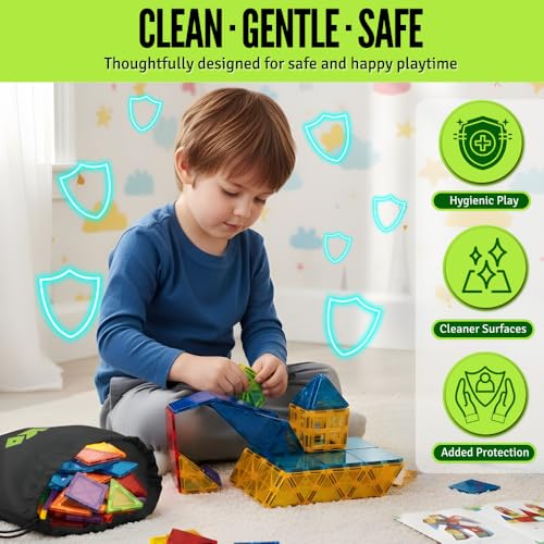 Magnetic Tiles 100 pcs with 2 Cars, STEM Building Blocks for Kids, Educational Gift, Magnet Construction Toys for Toddlers, School Teacher Supplies, Classroom Must-Haves - style: 100 Pieces
