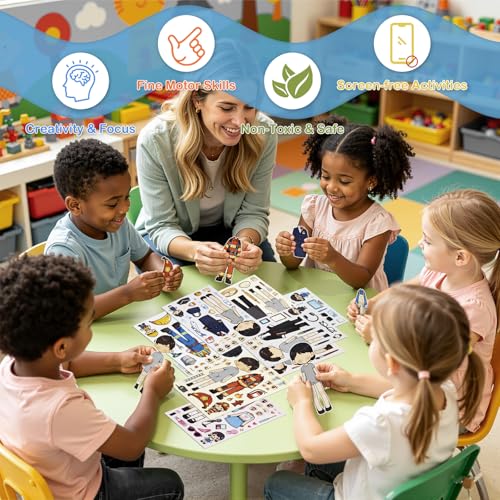 Career Stickers for Kids - 10 Sheets Make a Face Stickers Party Favors Activities Gifts for Toddler Grandkids Birthday School Classroom Supplies - style: Career