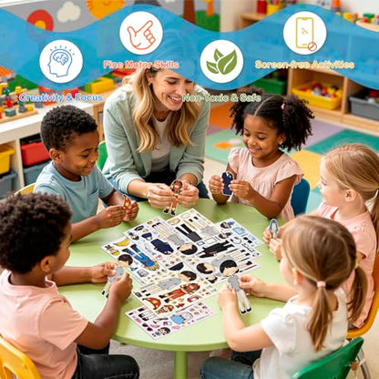 Career Stickers for Kids - 10 Sheets Make a Face Stickers Party Favors Activities Gifts for Toddler Grandkids Birthday School Classroom Supplies - style: Career
