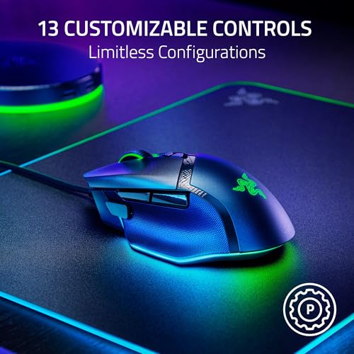 Razer Basilisk V3 35K Wired Ergonomic Gaming Mouse, Black | 35K DPI Optical Sensor Gen 2, HyperScroll Tilt Wheel, 13 Customizable Controls, Chroma RGB, Optical Switches Gen 3