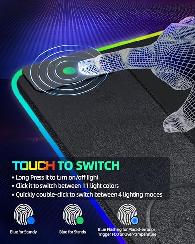 RGB Gaming Mouse Pad with 15W Magnetic Wireless Charging, 31.5"x15.7" | Large Desk Mat, 15 Lighting Mode, Ultra-Smooth Surface, Non-Slip Mousepad, Waterproof Computer Keyboard Pad for Gamer, Black - color: Rgb - 31.5"x15.7" (Magnetic Charging)