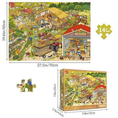 1000 Piece Jigsaw Puzzles for Adults, Harvest Farm Puzzle with 1:1 HD Poster, Precise Interlocking, Letter Markings on Back, Dust-Free, Stress Relief & Ideal Family Game Gift - color: Harvest Farm
