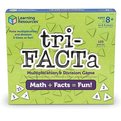 Learning Resources Tri-FACTa Multiplication & Division Game - Math Manipulatives, Kid Montessori Board Games, Classroom Must Haves, STEM Number Cards, Critical Thinking, Back to School, Kids Gifts | Math Manipulatives, Kid Montessori Board Games, Classroo