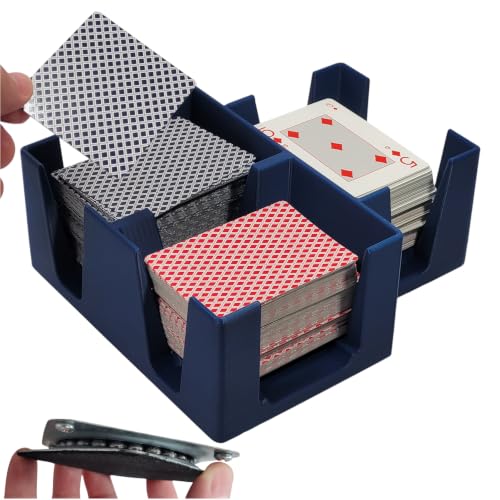Revolving Nine Deck Playing Card Tray for 3-9 Decks: Made in USA (Blue) | Rotates 360°, Plastic, Holds up to 9 decks, Includes swivel turn table base, for Hand N Foot, Samba, Newt's Playing Cards - color: Blue, size: 9 Deck