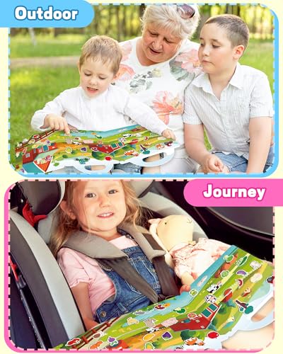 Walenced Reusable Sticker Book for Toddlers, Travel Stickers for Kids, Toddler Craft Activities Toys, Birthday Gifts for Boys & Girls - style: Farm Animal