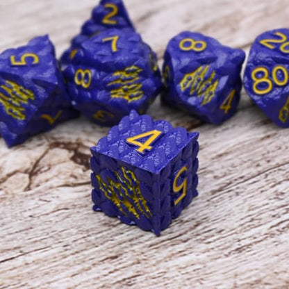 Dragon Scale Metal Dice Set-Dragon Claw,with Gift Metal Box for TTRPG Tabletop Gaming,Dungeon Masters,RPG Adventures(Purple) - color: Purple