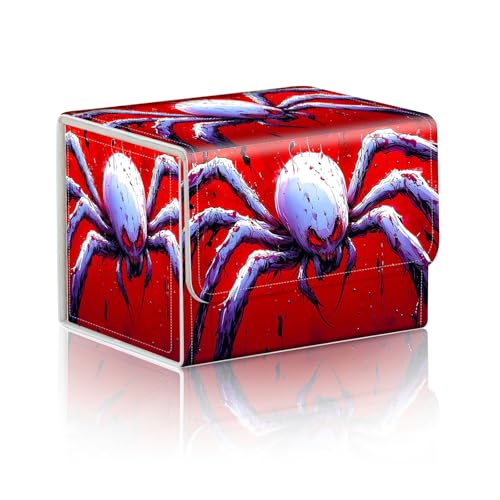 Trading Card Storage Box, Holds 100+ for MTG Cards, PU Leather with Magnetic Closure, Bloody Skull Spider Horror Durable Deck Box for Magic the Gathering, Trading Card Games - color: Bloody Skull Spider Horror