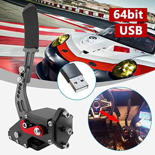 16-Bit PC USB Handbrake for Racing game Compatible with Logitech G27/G29/G920 T500 T300， Brake Analog Performance Handbrake for Simulated Racing Games（only to PC games)