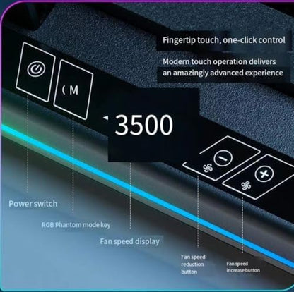 Cooling Pad for Lenovo Legion 5-15ACH6 Gaming Laptop Cooler with Powerful Turbo Cooling Fan Can Fast Cooling CPU+GPU 40°C, Variable Speed,6 RGB Light Mode,Touch Control, LCD Screen, 3 USB-A Port