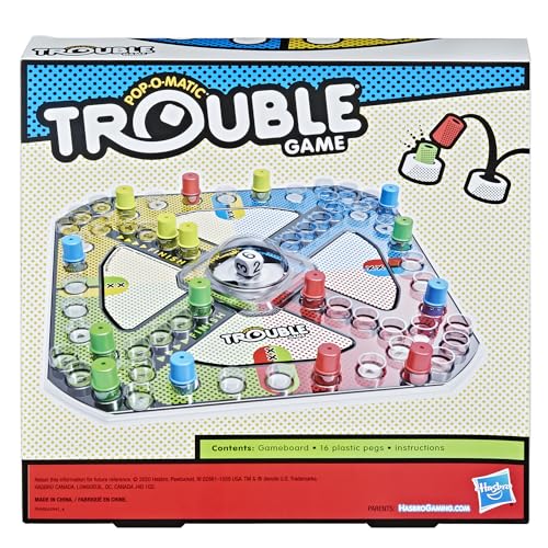 Hasbro Gaming Trouble Board Game for Kids Ages 5 and Up 2-4 Players