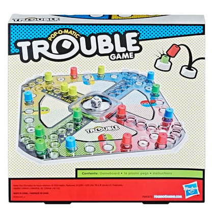 Hasbro Gaming Trouble Board Game for Kids Ages 5 and Up 2-4 Players