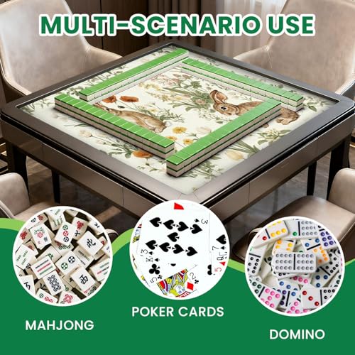 Mahjong Mat for Table Bunnies Spring Meadow Vibrant Wildflowers 31.5"x31.5" Non-Slip Noise Reduction American Mahjong Table Cloth for Poker Card Dominoes Tile Games Easter Gifts - color: Color3