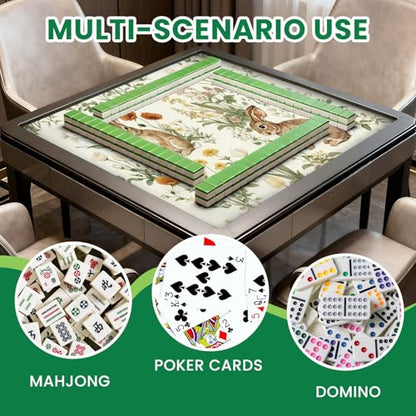Mahjong Mat for Table Bunnies Spring Meadow Vibrant Wildflowers 31.5"x31.5" Non-Slip Noise Reduction American Mahjong Table Cloth for Poker Card Dominoes Tile Games Easter Gifts - color: Color3