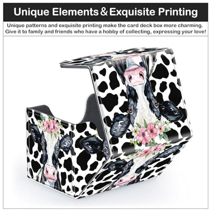 Card Deck Box for MTG Trading Cards with Magnetic Closure,Premium Card Storage Box Case Cover for TCG CCG Magic Cards,Cow Prints - color: Cow Prints