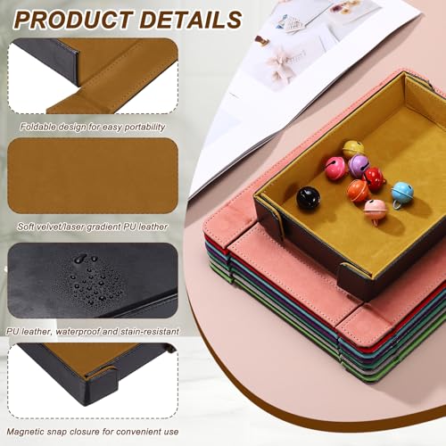 uxcell PU Leather Dice Tray, Rectangle Magnetic Folding Velvet Portable Folding Dice Rolling Tray for Table Games Keys Wallet Watch Coin, Brown - color: Brown