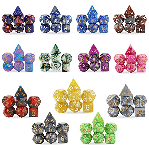 Polyhedral Dice Set- 25 X 7 (175 Pieces) DND Dice with Storage Pouch | 25 Colors D4 D6 D8 D10 D% D12 D20, Great for D&D tabletop Role Playing games - color: 25sets-2