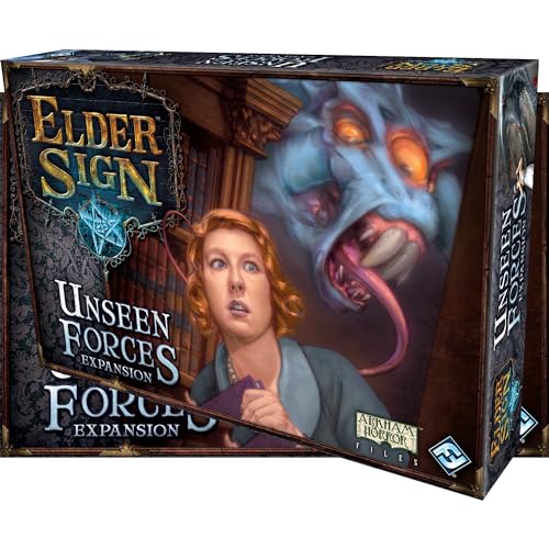 Elder Sign Unseen Forces Board Game EXPANSION - Mystical Blessings, Curses, and New Challenges! Cooperative Dice Adventure, Ages 14+, 1-8 Players, 1-2 Hour Playtime, Made by Fantasy Flight Games