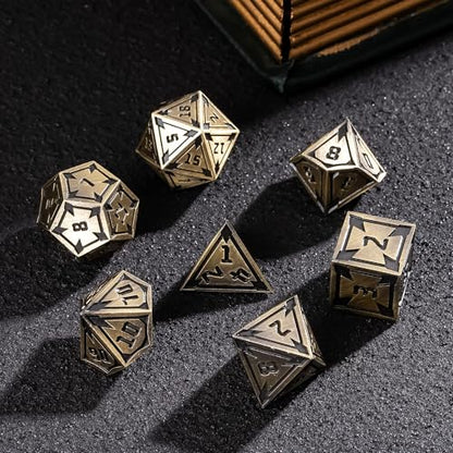 UDIXI Metal Dice Set D&D Heavy Metallic DND Dice for Tabletop Game (Bronze) | 7-Pieces, Lozenge Pattern, Zinc Alloy Material, Gorgeous Gift Case, DM Gift, for Dungeons and Dragons Role Playing Games - color: Ancient Bronze