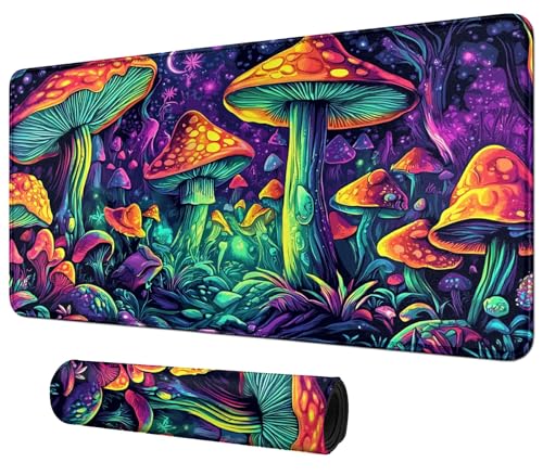 Psychedelic Mushroom Forest for MTG & TCG Playmat Mouse Pad,BFDHGQZC 24" x 14" Game Mat for MTG/RPG/CCG Trading Card Game Playmats Table Mat Perfect for Card Games Video Games Computer Office - color: Psychedelic Mushroom Forest