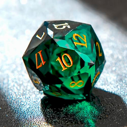 1PCS Multifaceted Glass D20 DND Dice - 28mm 20 Sided Gem D&D Dice for Dungeons and Dragons, RPG, Roleplaying Games MTG Table Games, Handmade Polyhedral Dice(Glass Green) - color: Multifaceted D20 Glass-green