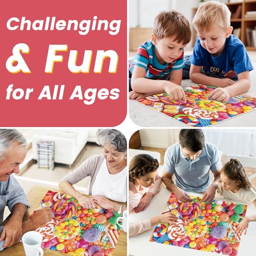 500 Piece Jigsaw Puzzle for Adults-Candy Puzzles, Colorful Candy Adult Puzzle 500 Pieces, Challenging Puzzle for Adults 500 Pieces, House Party Games, Best Gift for Mom, Dad, Family and Friends - style: Candy