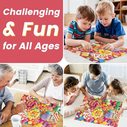 500 Piece Jigsaw Puzzle for Adults-Candy Puzzles, Colorful Candy Adult Puzzle 500 Pieces, Challenging Puzzle for Adults 500 Pieces, House Party Games, Best Gift for Mom, Dad, Family and Friends - style: Candy