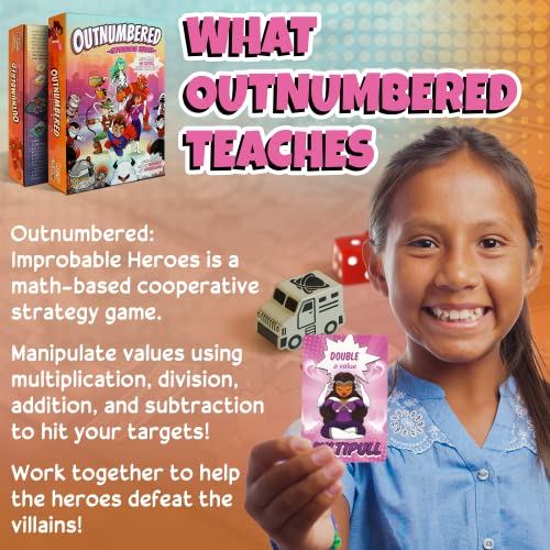 Outnumbered: Improbable Heroes Board Game - A Mensa Award Winning Superhero Math Game | Fun & Educational Game for Kids, Adults, and Families | STEM Toy to Learn Multiplication & Division